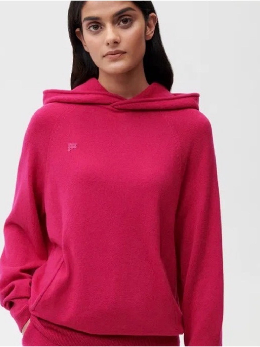 PANGAIA Woman’s Coral Pink Hooded Pullover Sweater recycled, cashmere!